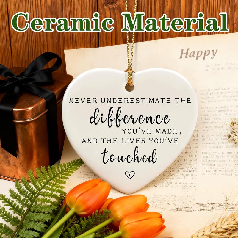 Jocidea Never Underestimate the Difference You’ve Made, and the Lives You’ve Touched - Appreciation, Farewell, Going Away, Goodbye, Leaving & Retirement Gifts for Coworker, Employee | Heart Christmas Ornament - Image 3